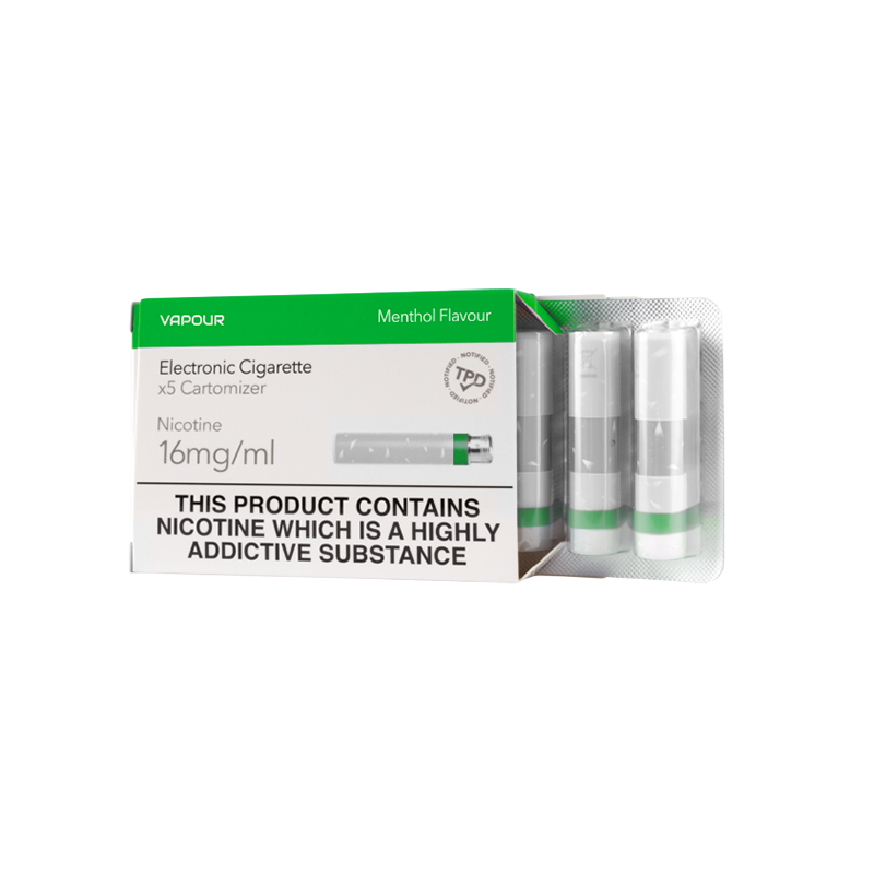 Vapour Menthol Cartomizer Refills - 5 Pack